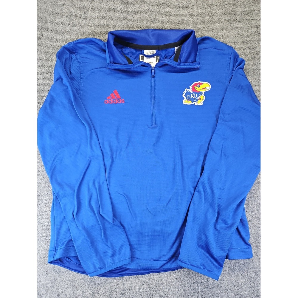 Adidas Womens Medium Kansas University KU Jayhawks Team Issued 1/4 Zip 1780